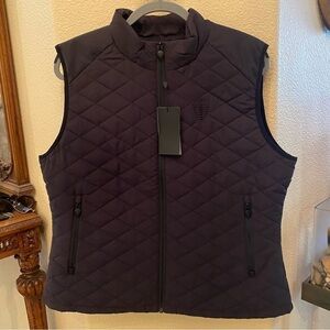 NWT~KOENIGSEGG Women Black Quilt Zipped Vest Size XXL